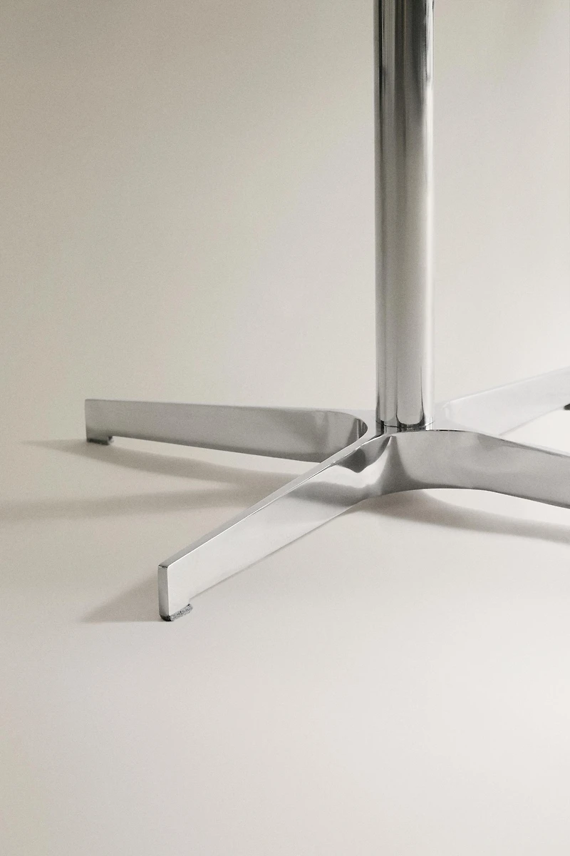 LEATHER AND STAINLESS STEEL STOOL