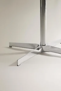 LEATHER AND STAINLESS STEEL STOOL