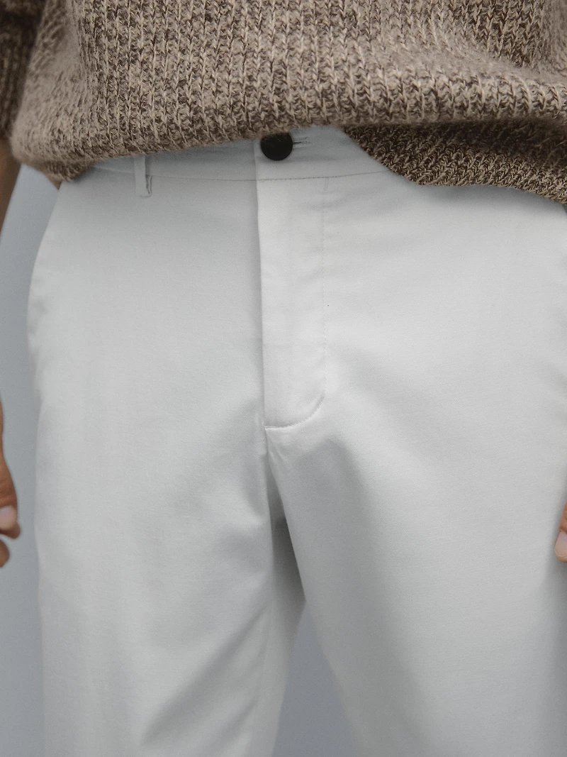 Slim fit textured trousers