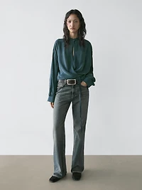 Mid-rise straight-leg flare fit jeans