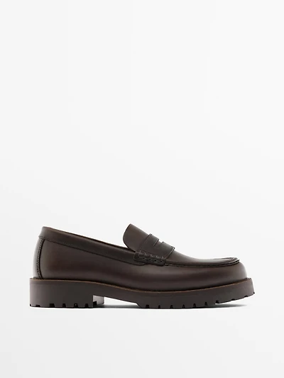 Moc toe loafers with track sole