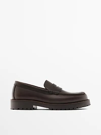 Moc toe loafers with track sole