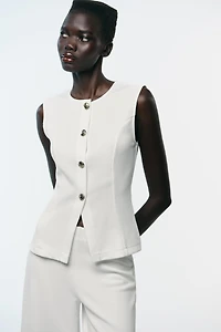 TOP GILET SERGÉ BOUTONS