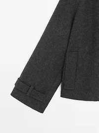 Short wool blend raglan sleeve coat