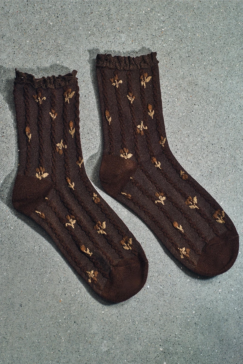 FLORAL PRINT LACE SOCKS