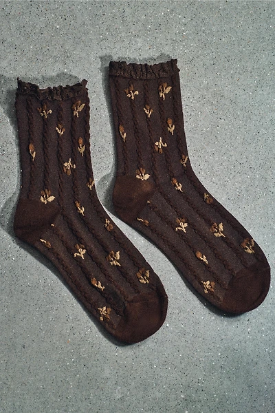 FLORAL PRINT LACE SOCKS