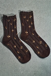 FLORAL PRINT LACE SOCKS