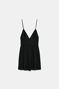 EMBROIDERED STRAP MINI DRESS