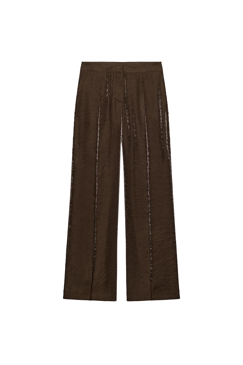 SHINY EFFECT STRAIGHT PANTS