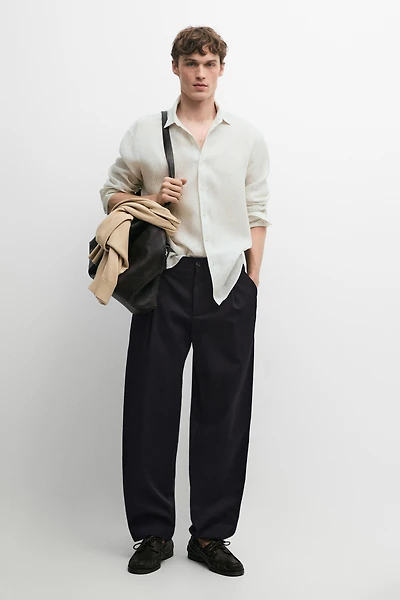 Cotton trousers with darts