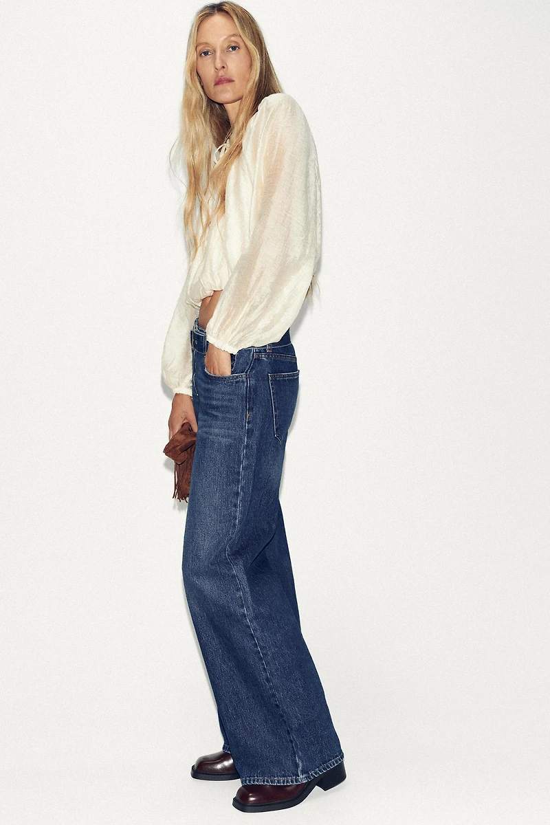 BLOUSE FLUIDE À MANCHES BOUFFANTES