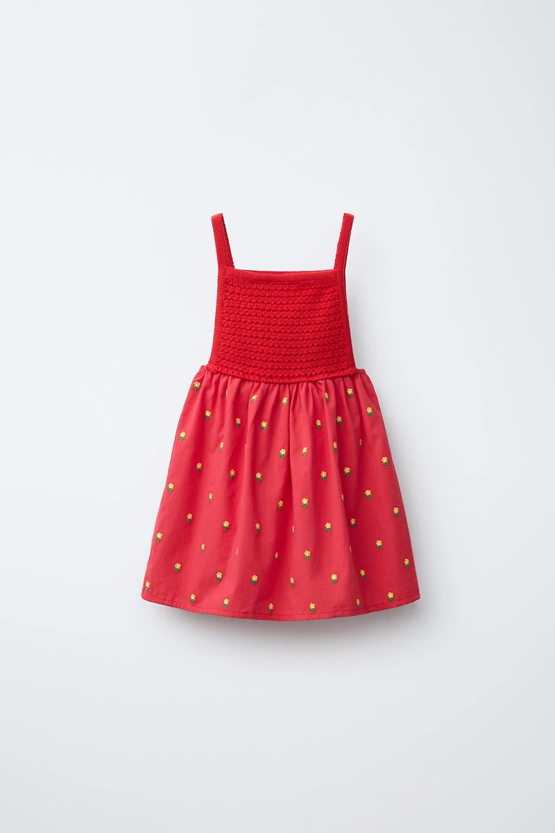 CASA LAWA X ZARA KIDS EMBROIDERED FLORAL COMBINED DRESS