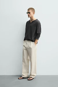 IRREGULAR HENLEY COLLAR T-SHIRT