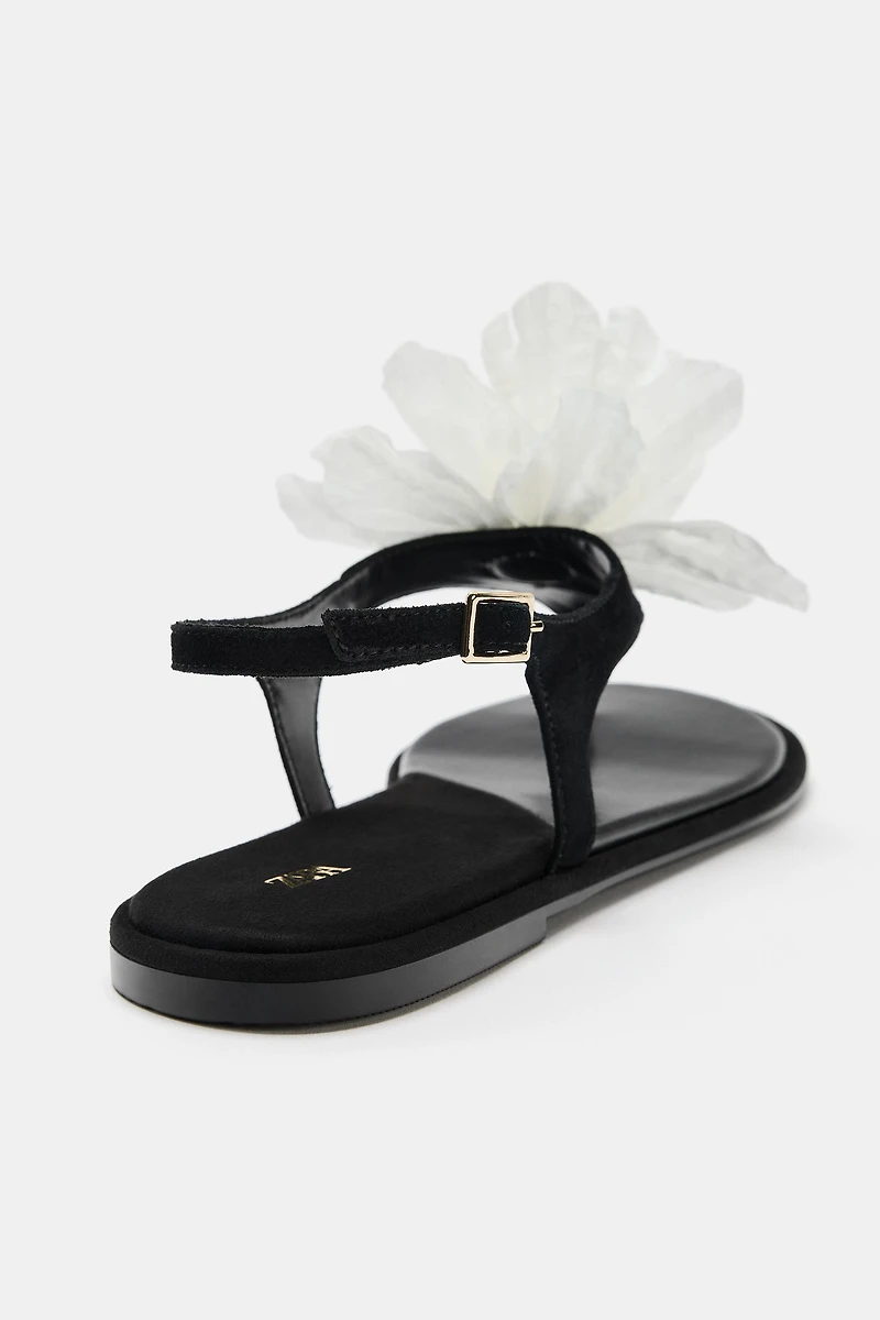 SANDALES PLATES FLEUR