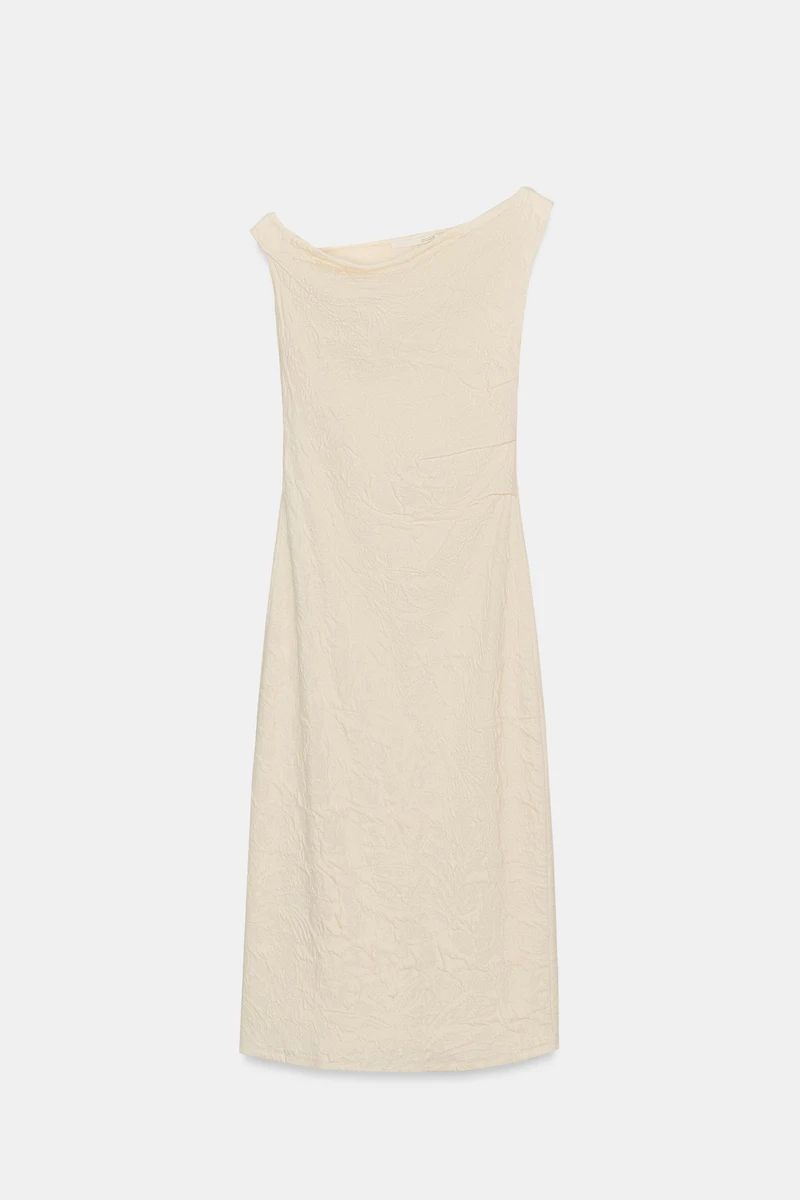 PLEATED JACQUARD DRESS
