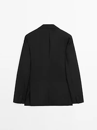 Plain 100% wool suit blazer