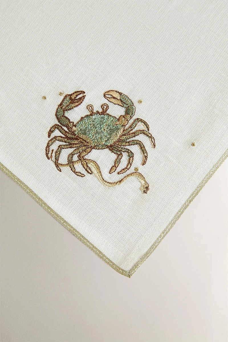 LINEN EMBROIDERED CANCER NAPKIN | MARISA BERENSON