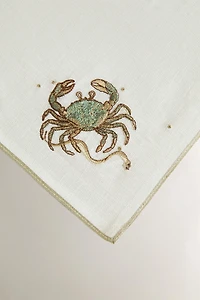 LINEN EMBROIDERED CANCER NAPKIN | MARISA BERENSON