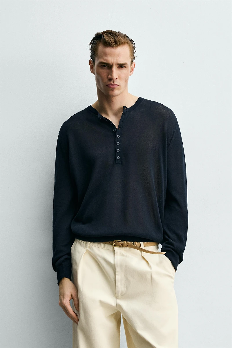 TEXTURED HENLEY JUMPER