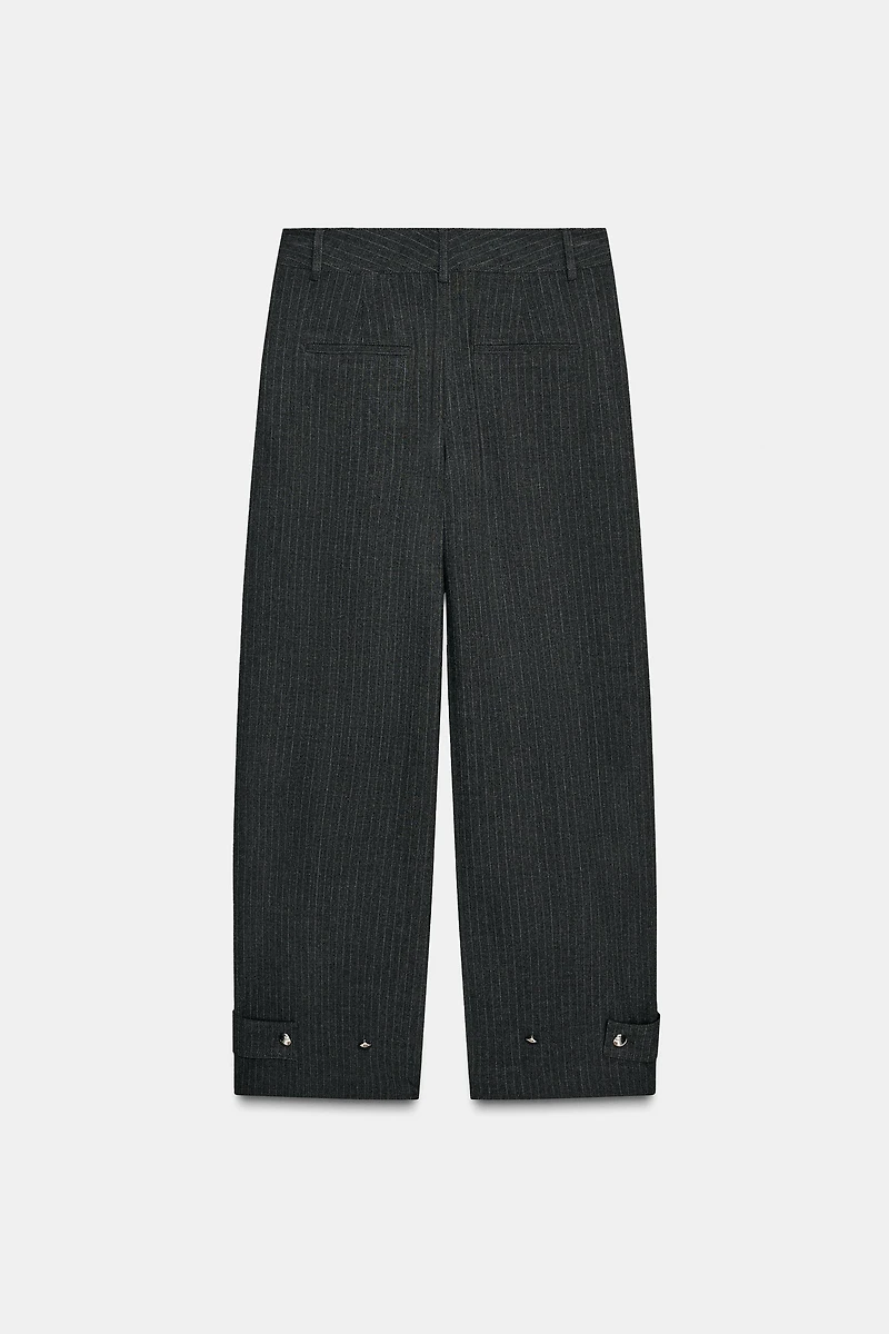 ADJUSTABLE HEM PINSTRIPE PANTS