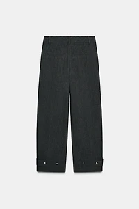 ADJUSTABLE HEM PINSTRIPE PANTS