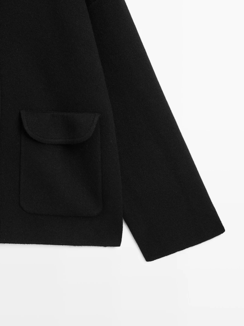 Veste en maille à col mao mélange de laine