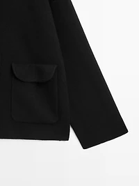Veste en maille à col mao mélange de laine