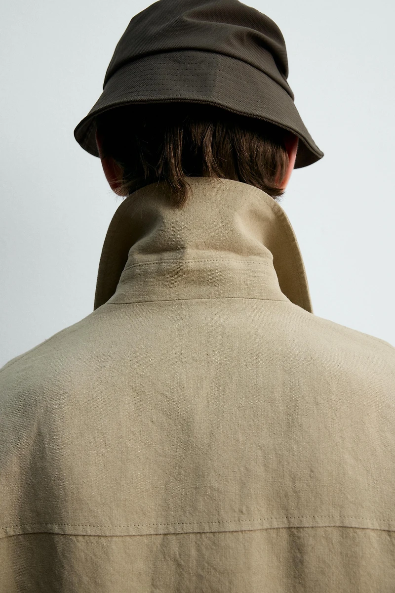 CROPPED FIT 100% LINEN OVERSHIRT