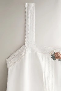 COTTON PINTUCK FLORAL NIGHTGOWN