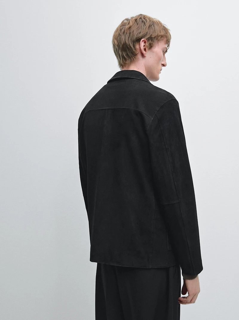 Suede leather jacket with pockets