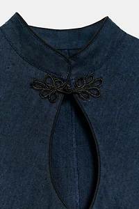 MINI LINEN FROG CLASP DRESS