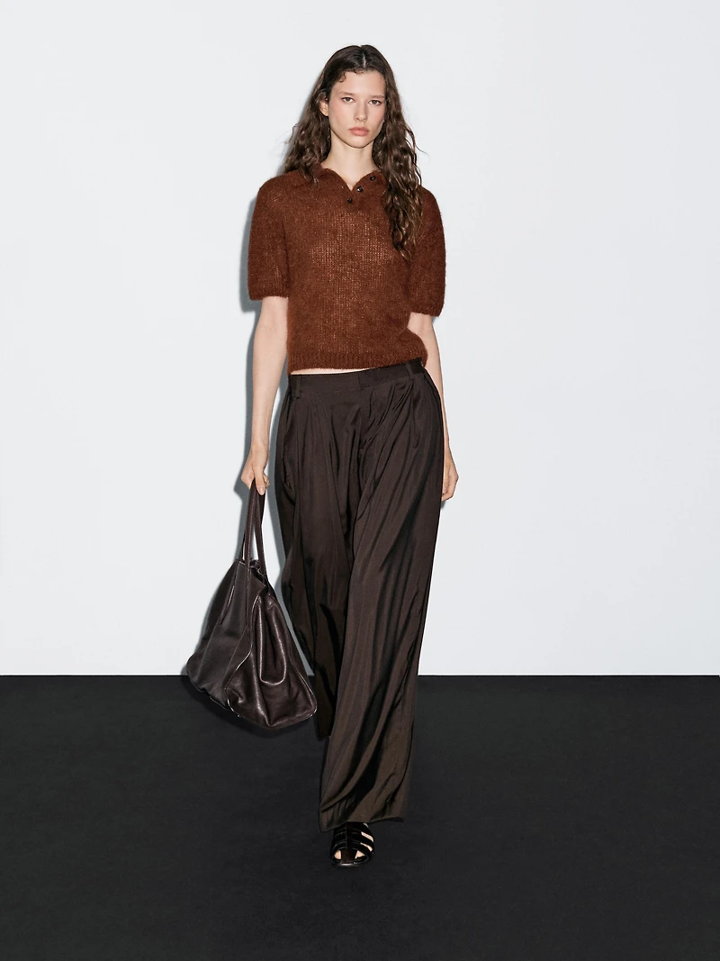 Alpaca blend knit polo jumper