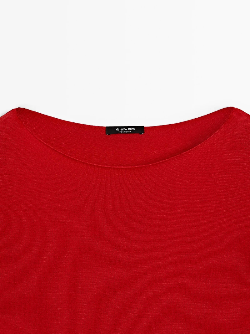 Pull laine à col bateau