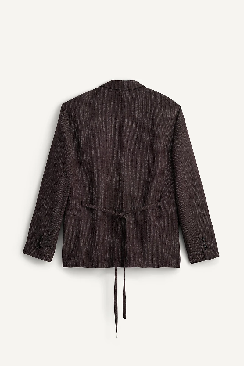 STRIPED VISCOSE - LINEN SUIT JACKET