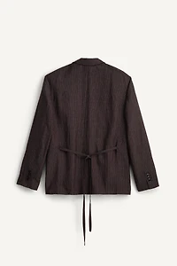 STRIPED VISCOSE - LINEN SUIT JACKET