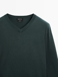V-neck knit sweater