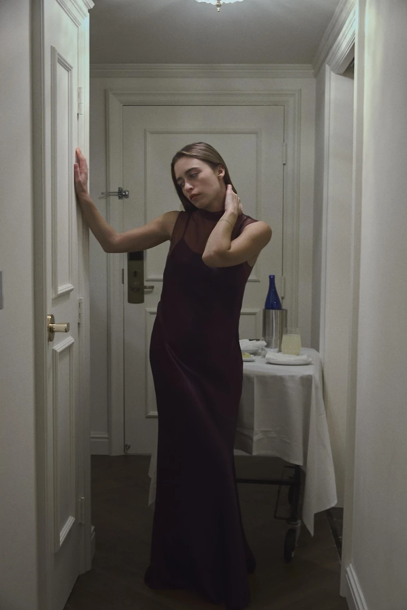 ROBE LONGUE SATINÉE MESH