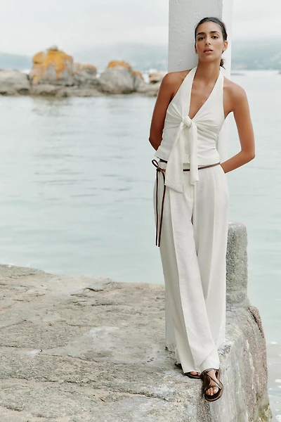 PLEATED WIDE LEG PANTS