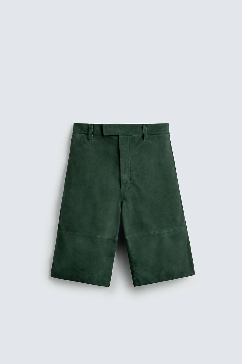 RELAXED FIT SUEDE LEATHER SHORTS