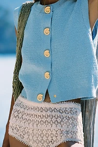 GOLD BUTTON STRUCTURED KNIT VEST TOP