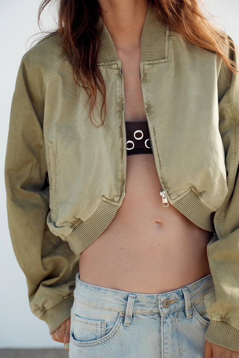 WASHED EFFECT BOMBER JACKET