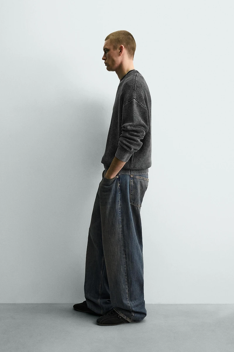 WASHED RIBBED TEXTURED JUMPER