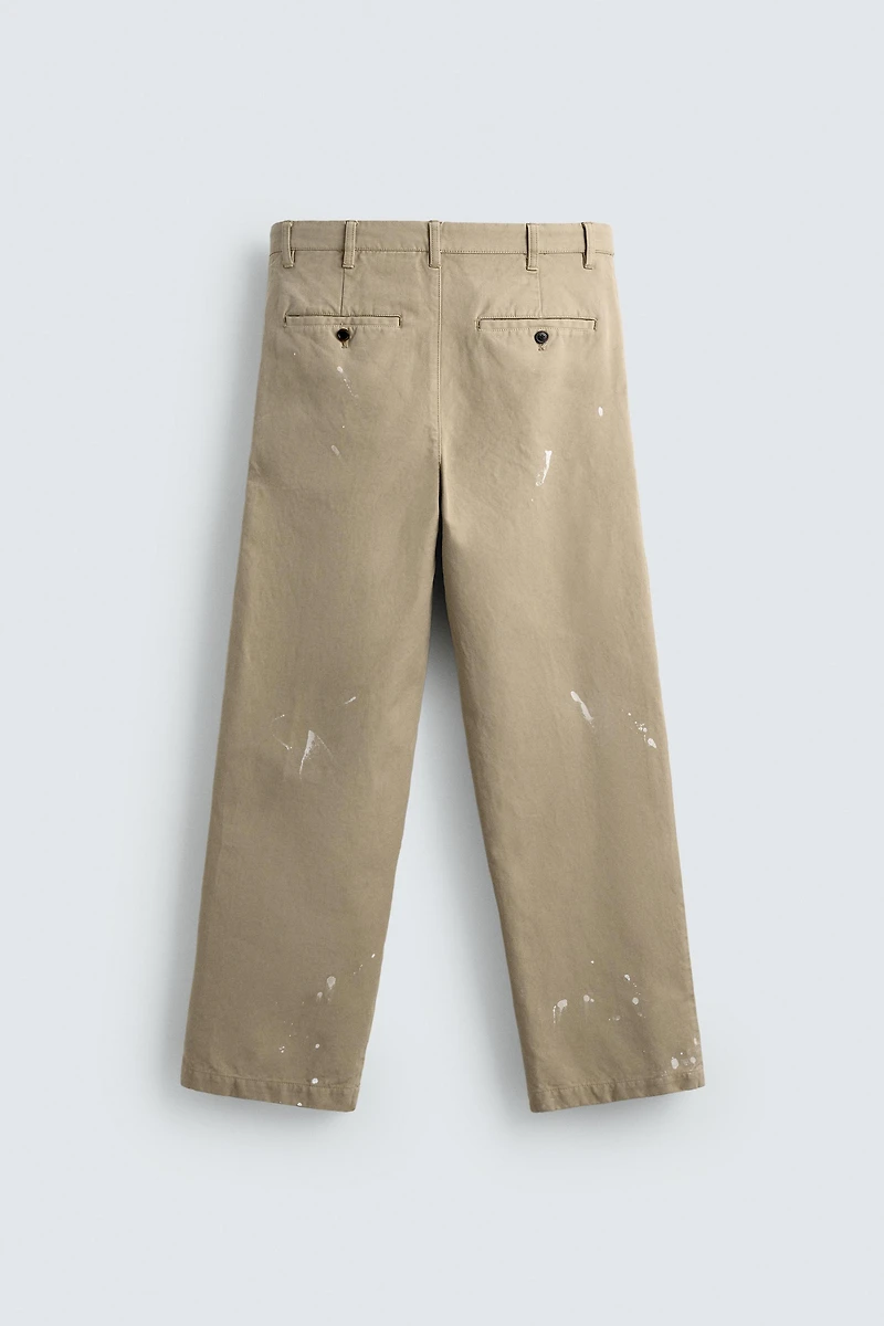 SPLASH EFFECT STRAIGHT FIT CHINO PANTS