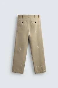 SPLASH EFFECT STRAIGHT FIT CHINO PANTS
