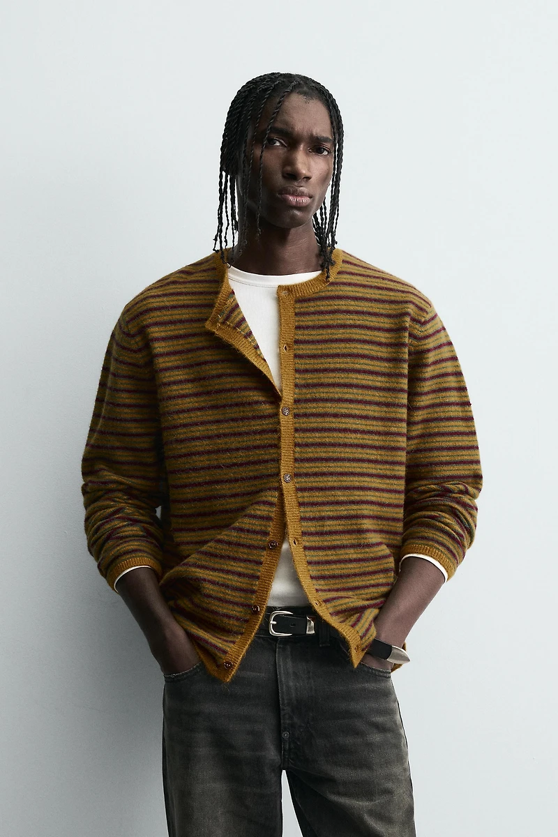 CARDIGAN EN JACQUARD À RAYURES