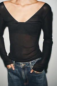 SEMI-SHEER LONG SLEEVE TOP