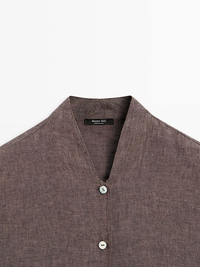 Chemise 100 % lin à col en V