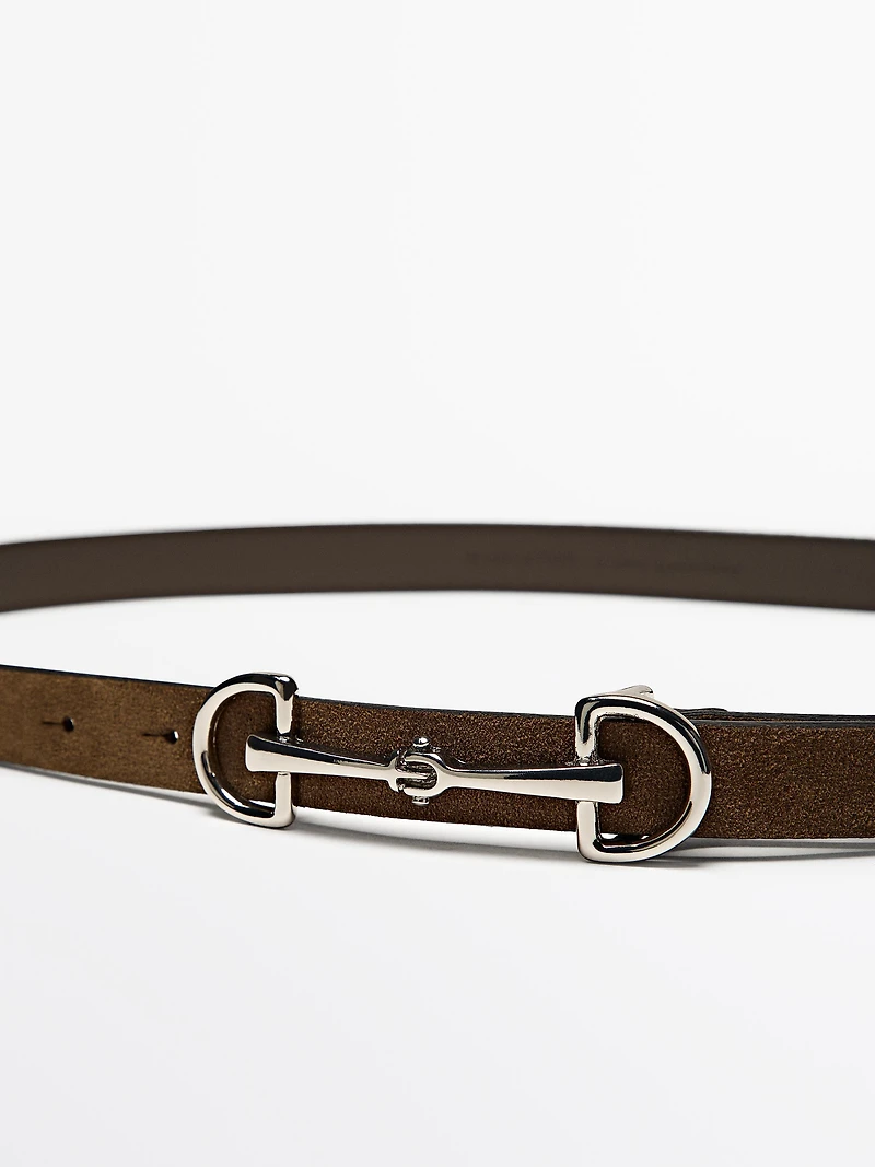 Ceinture équestre en croûte de cuir et nickel