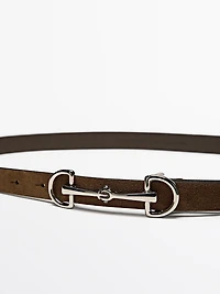 Ceinture équestre en croûte de cuir et nickel