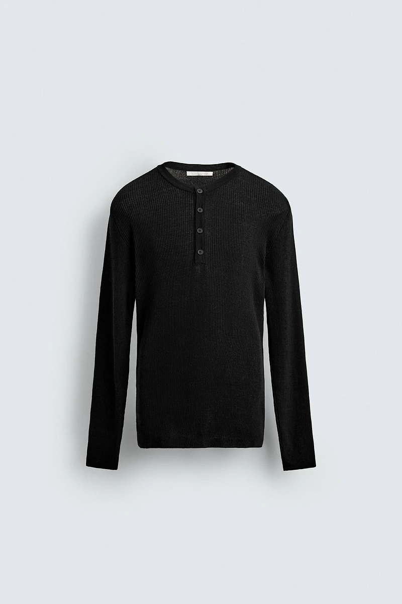 LIGHTWEIGHT GRANDAD COLLAR JUMPER